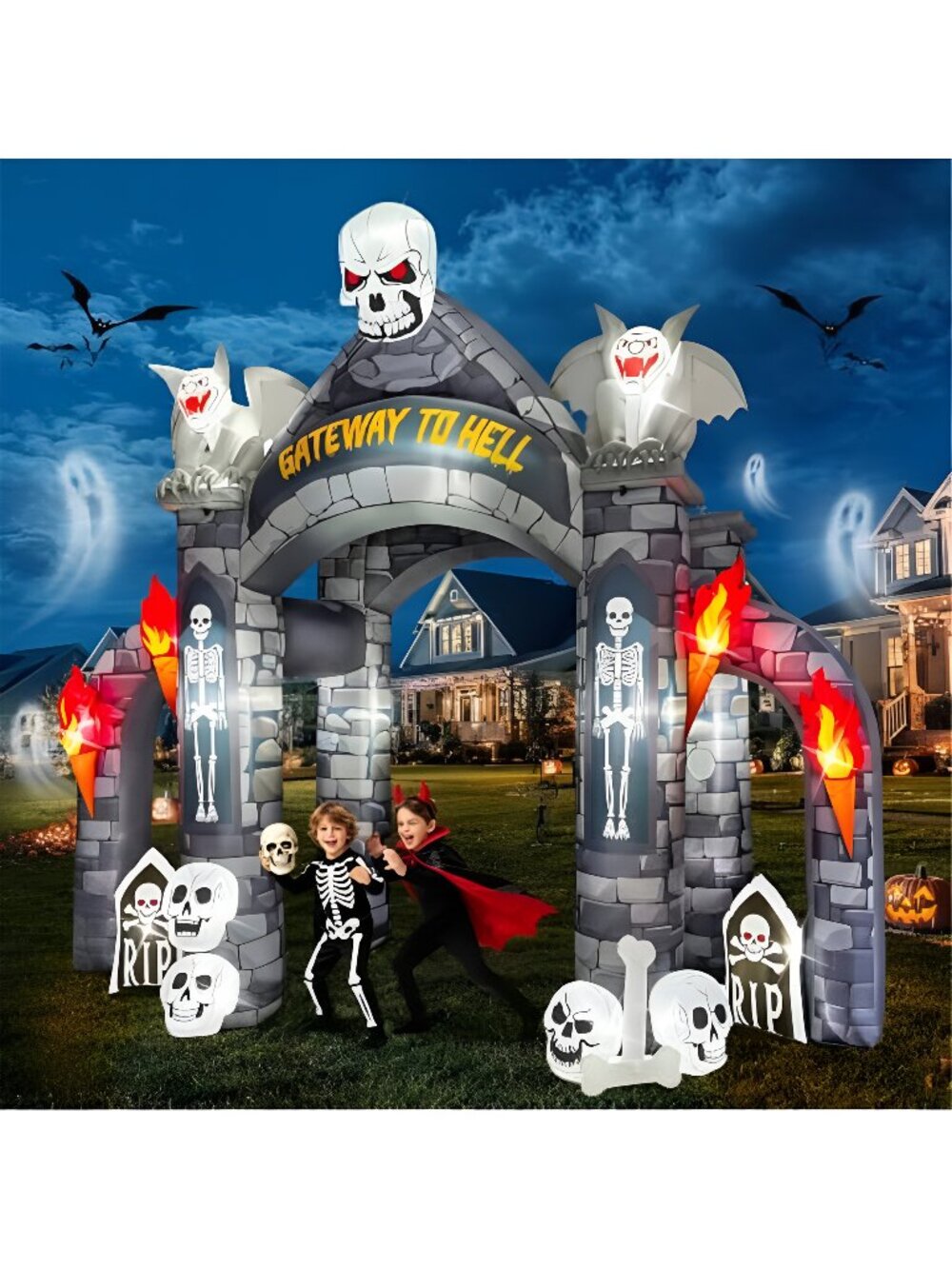 13FT Halloween Inflatables Giant Haunted Cemetery Arch Inflatable